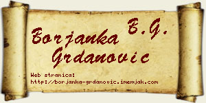 Borjanka Grdanović vizit kartica